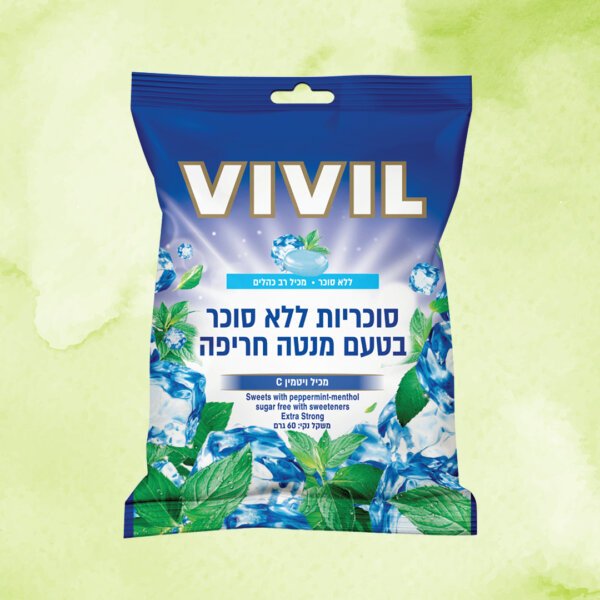 סוכריות ללא סוכר מנטה חריף | הובנר | 60 גרם