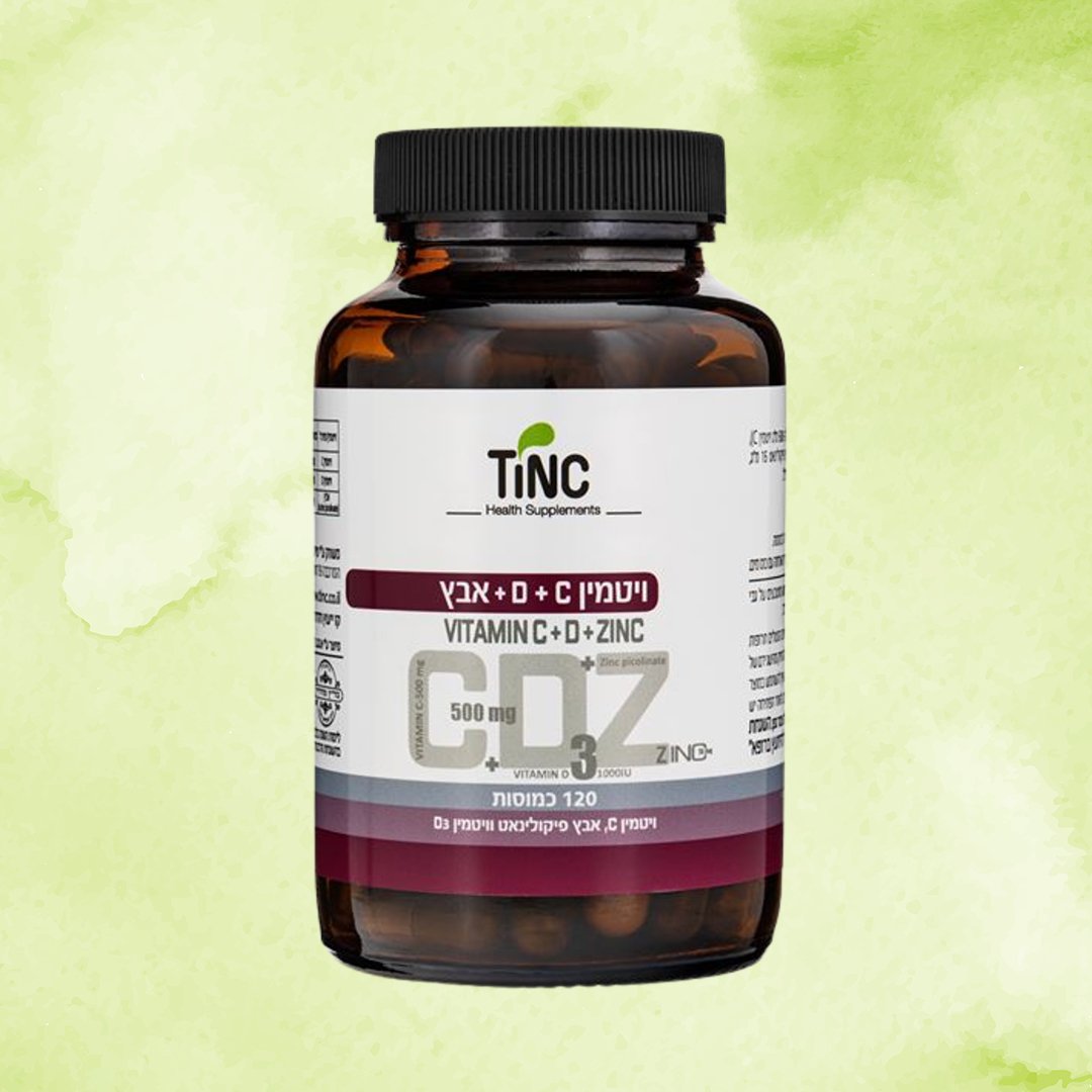 ויטמין C + D + אבץ | טינקטורה טק | 120 כמוסות