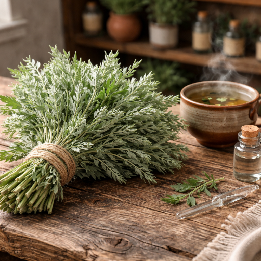 לענה משוננת לשימוש בחליטה או בתמצית נוזלית