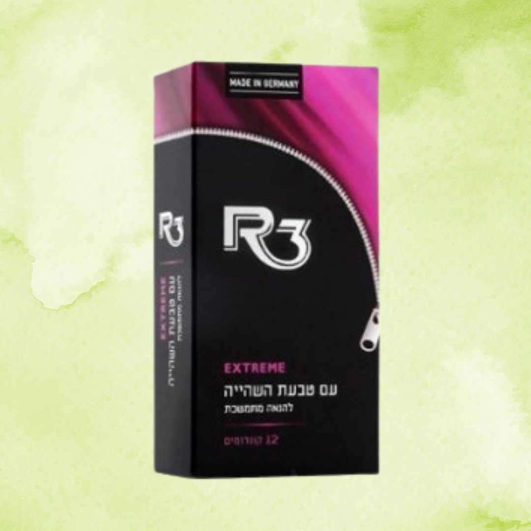 אקסטרים 12 קונדומים עם טבעת השהייה R3 EXTREME | יחידות 12