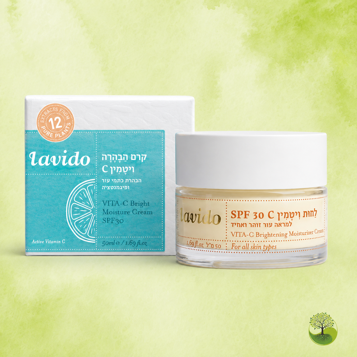 קרם לחות ויטמין C לבידו | Lavido VITA-C Brightening Moisture Cream SPF30 | מ"ל 50